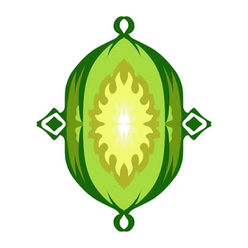 Illustration of a green lantern with a yellow flame on the theme of Ramadan, Eid al-Fitr and Eid al-Adha vector
