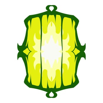 Illustration of a green lantern with a yellow flame on the theme of Ramadan, Eid al-Fitr and Eid al-Adha vector