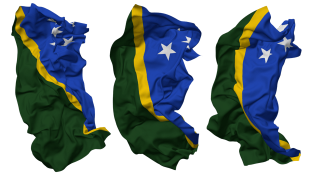 Solomon Islands Flag Waves Isolated in Different Styles with Bump Texture, 3D Rendering png
