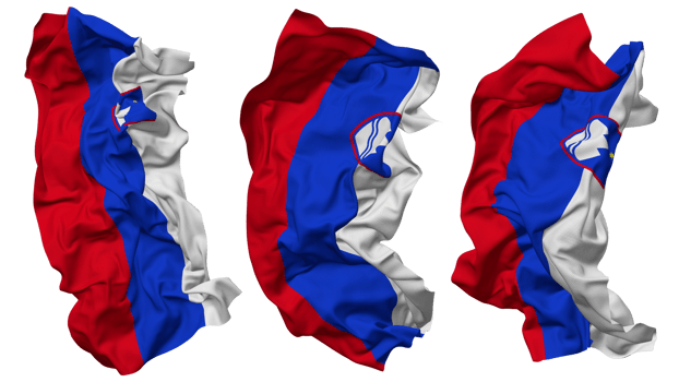 Slovenia Flag Waves Isolated in Different Styles with Bump Texture, 3D Rendering png