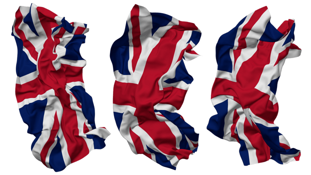 United Kingdom Flag Waves Isolated in Different Styles with Bump Texture, 3D Rendering png