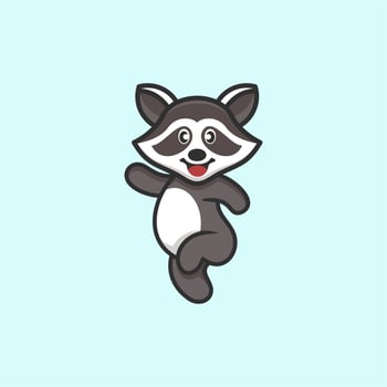 cute raccoon standing logo design vector