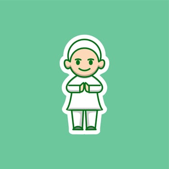 cute muslim man cartoon vector