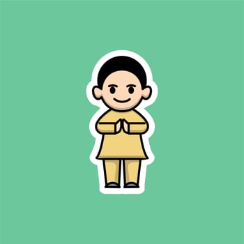 Cute Muslim Man Cartoon vector