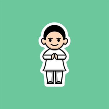 Cute Muslim Man Cartoon vector