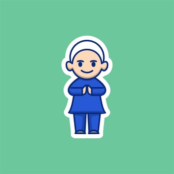 Cute Muslim Man Cartoon vector