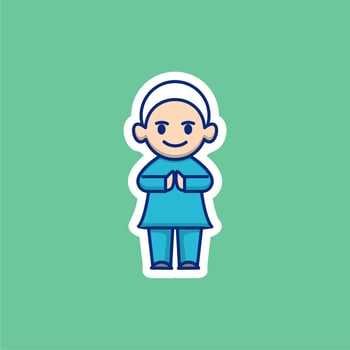 Cute Muslim Man Cartoon vector