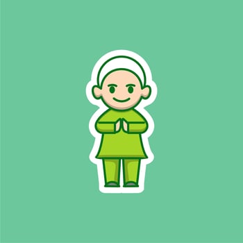 Cute Muslim Man Cartoon vector