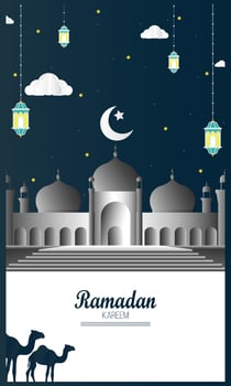 Ramadan Kareem of invitations design paper cut islamic. Vector illustration - Vector