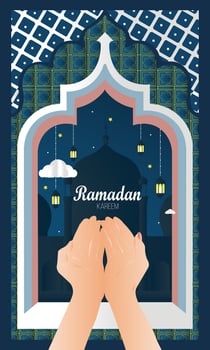 Ramadan Kareem beautiful and creative greeting card, menu, invitation, poster, banner, card for the celebration of Muslim community festival - Vector