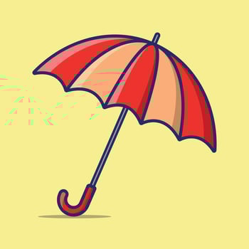Cartoon Umbrella Vector Illustration, Umbrella Vector Design, Flat Umbrella Vector Icon, Umbrella Illustration Sticker