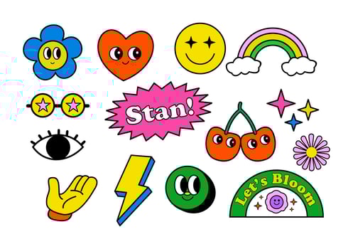 Retro y2k Sticker illustration collection vector