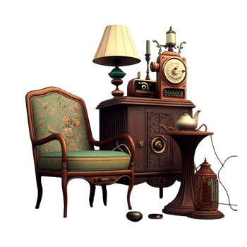 Vintage furniture retro chair with transparent background png