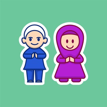 Cute Muslim Couple Cartoon vector