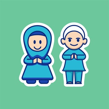 Cute Muslim Couple Cartoon vector