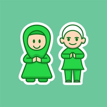 Cute Muslim Couple Cartoon vector