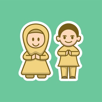 Cute Muslim Couple Cartoon vector