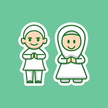 Cute Muslim Couple Cartoon vector