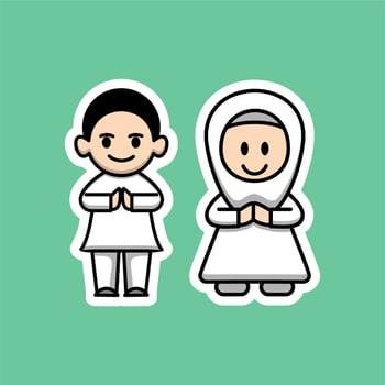 Cute Muslim Couple Cartoon vector