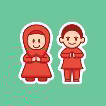 Cute Muslim Couple Cartoon vector
