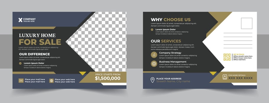 Modern Postcard Template For Home Sale vector