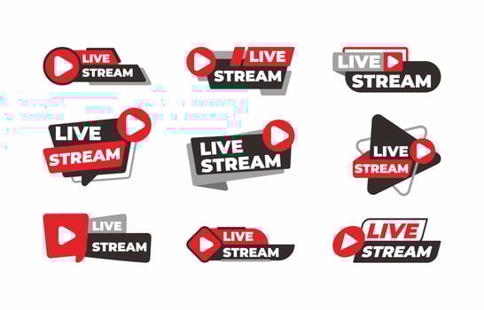General Live Streaming Badge Logo Collection vector