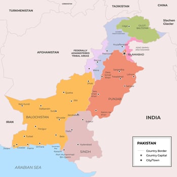 Country Map Of Pakistan vector