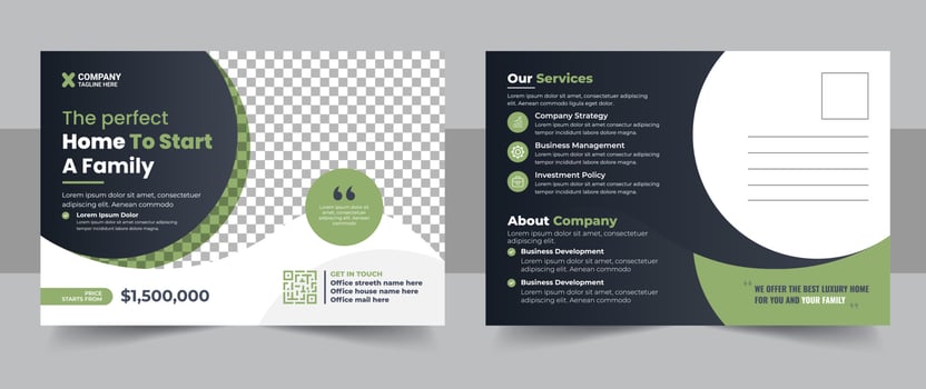 Real Estate Postcard Template, vector