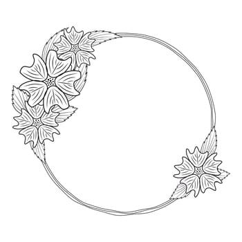 hand drawn doodle flower bouquet, Wreath floral frame, Cute doodle brush Round floral wreaths frame design elements for logo wedding, poster, funeral, invitation, banner, greeting card Vector art
