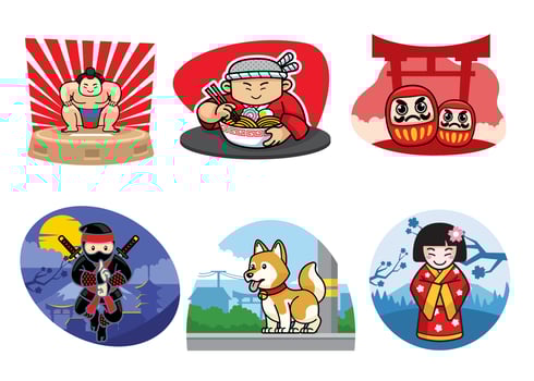 Japan set design vector