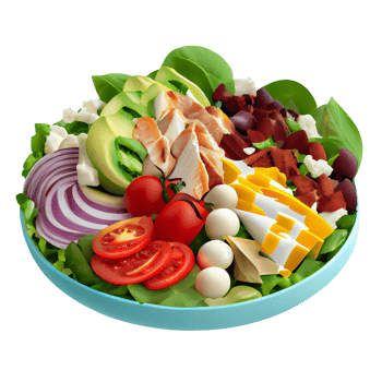 Delicious Cobb Salad, Cobb salad png image, tomatoes, bacon, hard-boiled eggs, blue cheese