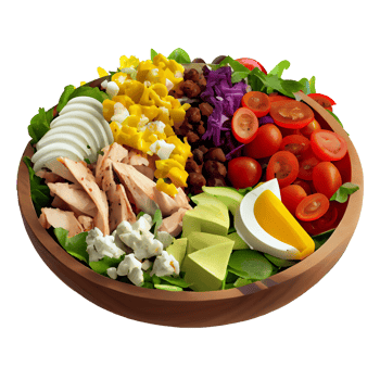 Delicious Cobb Salad, Cobb salad png image, tomatoes, bacon, hard-boiled eggs, blue cheese