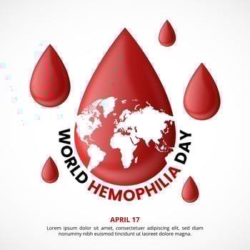 World hemophilia day background with an illustration of earth and dripping blood vector