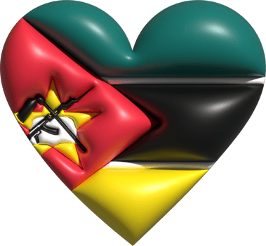 Mozambique flag heart 3D. png