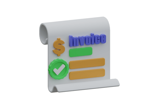 3D render of validation of financial business invoice transactions. png