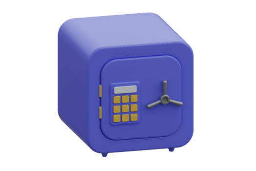 3D safe box icon with security code. 3d render illustration png