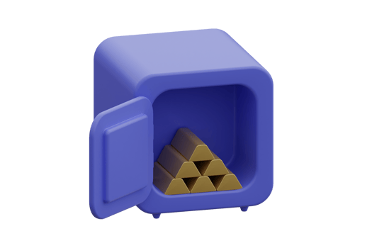 3D render safe box for gold bar. Bank security business concept. png