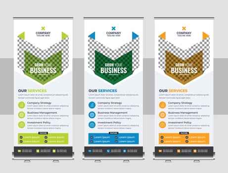 Creative business agency roll up banner design or pull up banner template vector