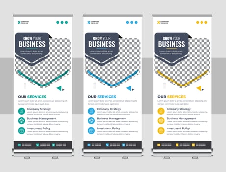 Creative business agency roll up banner design or pull up banner template vector