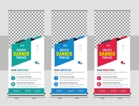 Creative business agency roll up banner design or pull up banner template vector