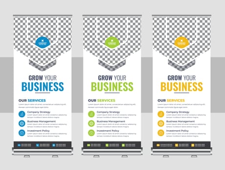 Creative business agency roll up banner design or pull up banner template vector