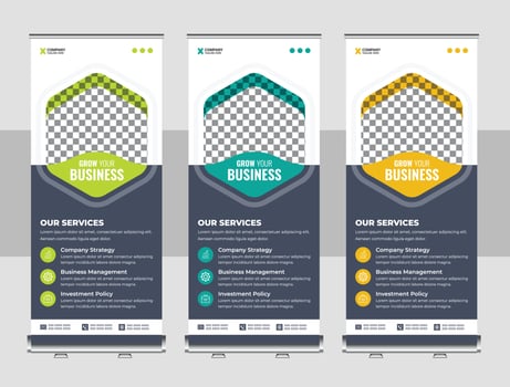 Creative business agency roll up banner design or pull up banner template vector