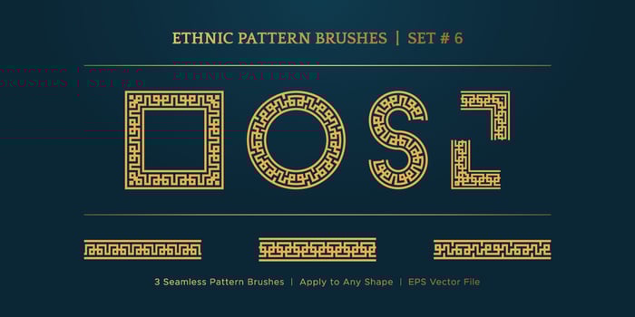 Vintage Golden Geometric Pattern Borders Frames, Traditional Ethnic Vector Border Frame Collection