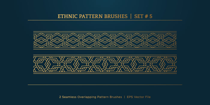 Vintage Golden Geometric Pattern Borders Frames, Traditional Ethnic Vector Border Frame Collection