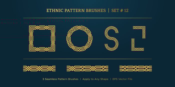 Vintage Golden Geometric Pattern Borders Frames, Traditional Ethnic Vector Border Frame Collection