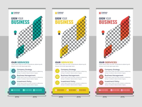 Creative business agency roll up banner design or pull up banner template vector