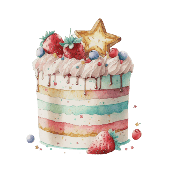 Birthday cake in the watercolor style illustration. png