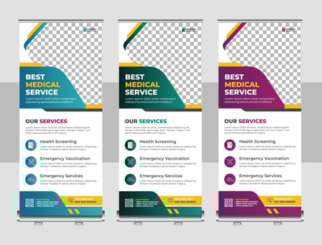 Medical rollup or X banner design template vector