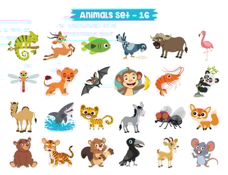 Set Of Cute Cartoon Animals vector