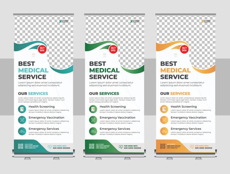 corporate business company rackcard, stand banner, and x banner design vector